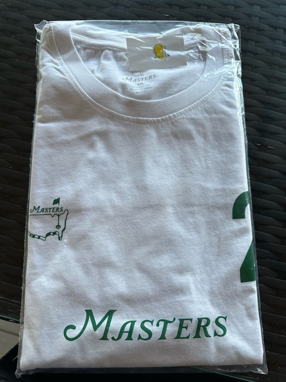 Masters White Short Sleeve Tee with Green Logo